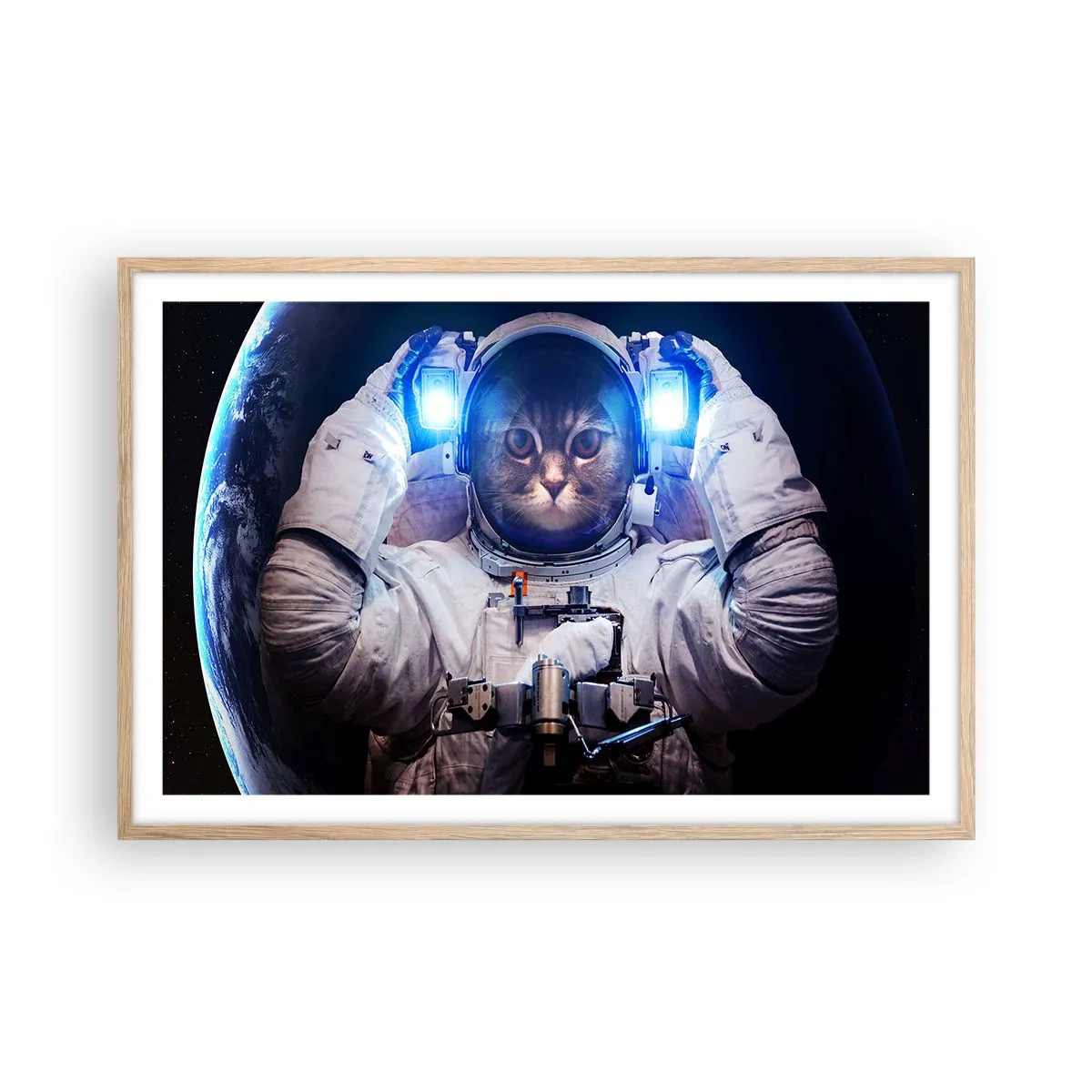 Plagát v ráme zo svetlého duba - Houston, máte problém - 91x61 cm
