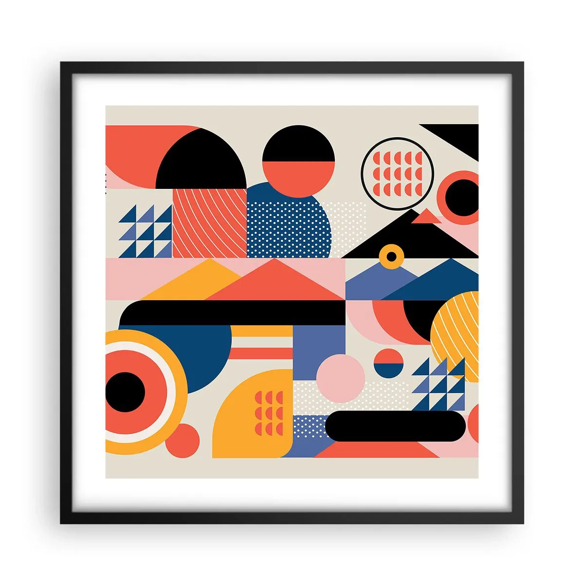 Plagát v čiernom ráme - Kompozícia: poďme sa hrať - 50x50 cm