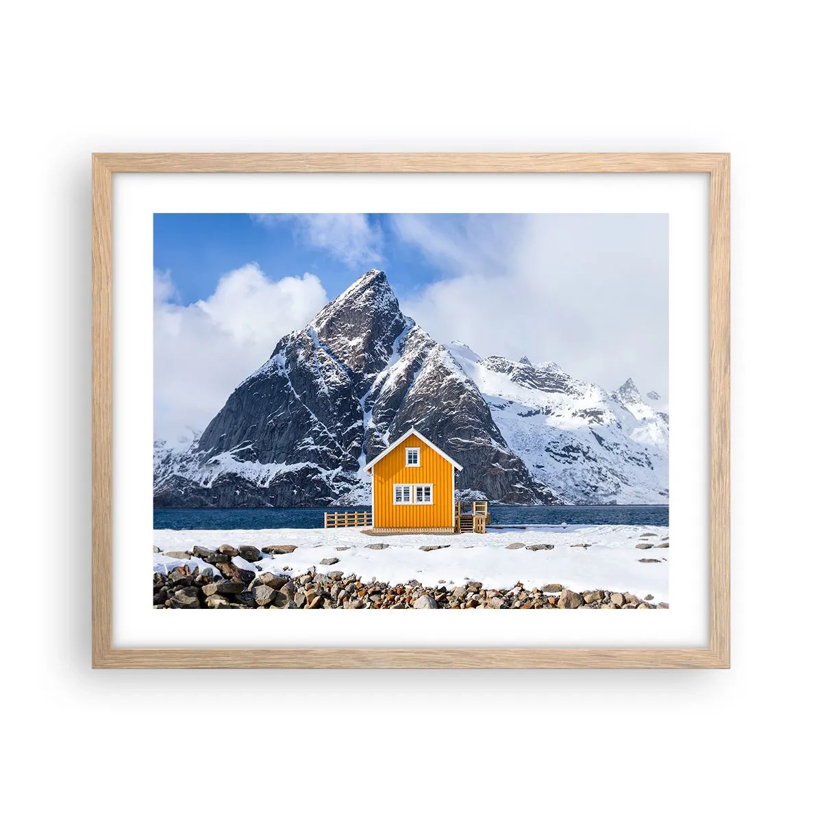 Plagát v ráme zo svetlého duba - Škandinávska dovolenka - 50x40 cm