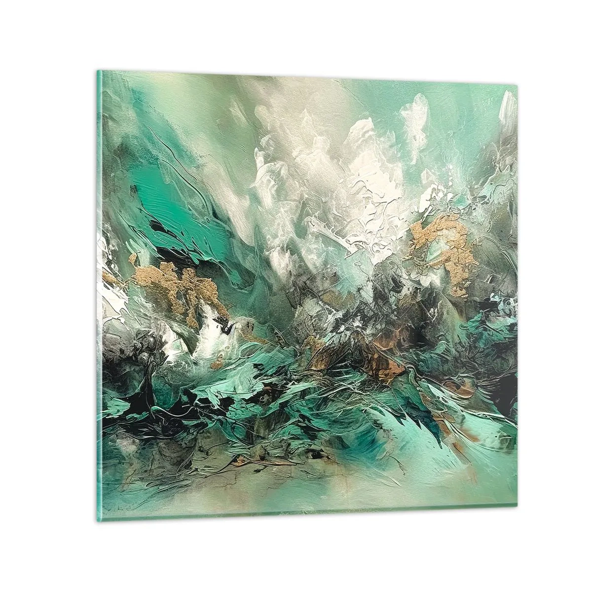 Obraz na skle - Smaragdovočierne vlnobitie - 50x50 cm