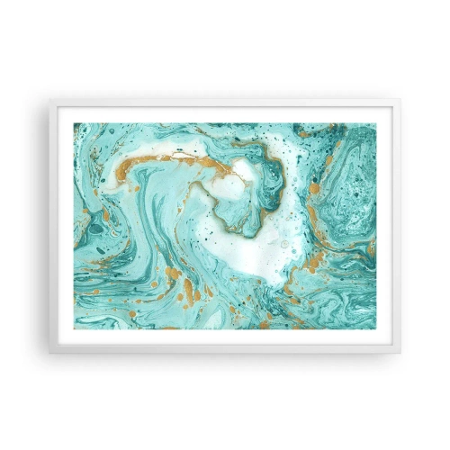 Plagát v bielom ráme - Pod veľkou vlnou z epochy Edo - 70x50 cm