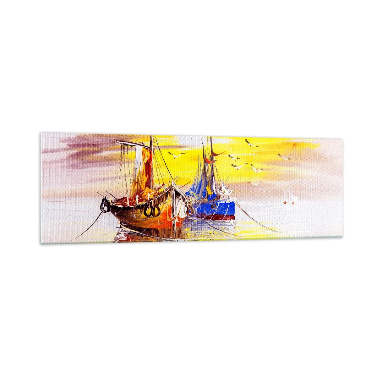 Obraz na skle - Zaslúžený odpočinok v prístave - 160x50 cm