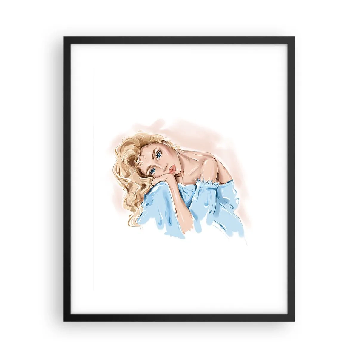 Plagát v čiernom ráme - Zasnená v modrej - 40x50 cm