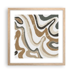 Plagát v ráme zo svetlého duba - Meandre zemitých farieb - 40x40 cm