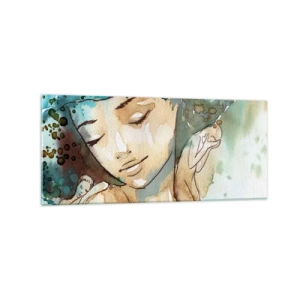 Obraz na skle - Lady in blue - 120x50 cm