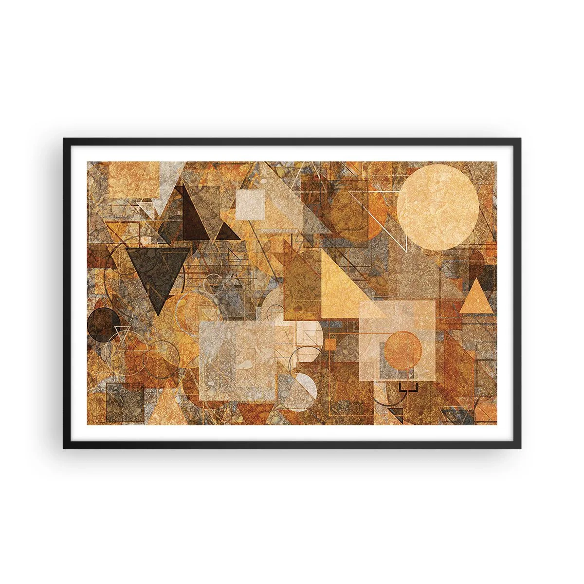 Plagát v čiernom ráme - Kubistické bronzové štúdium - 91x61 cm