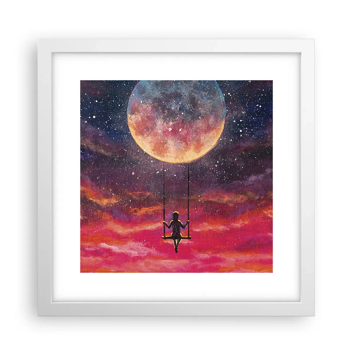 Plagát v bielom ráme - Stavať si vzdušné zámky - 30x30 cm