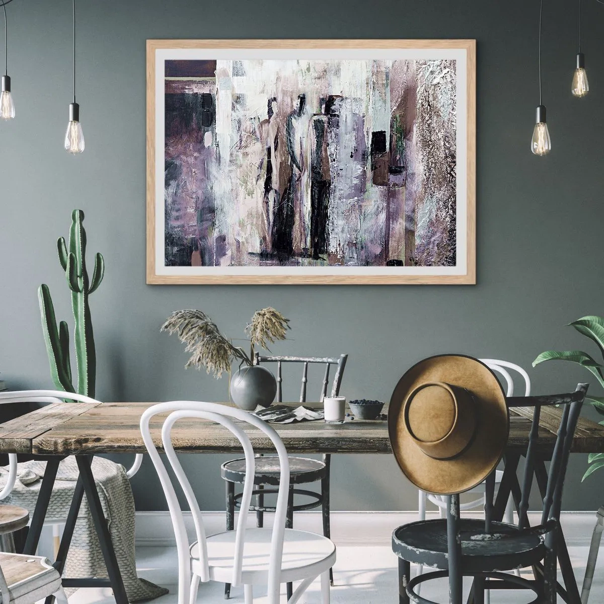 Plagát v ráme zo svetlého duba - Tajomná trojica - 100x70 cm