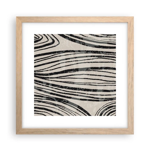 Plagát v ráme zo svetlého duba - Močiar s líniami - 30x30 cm