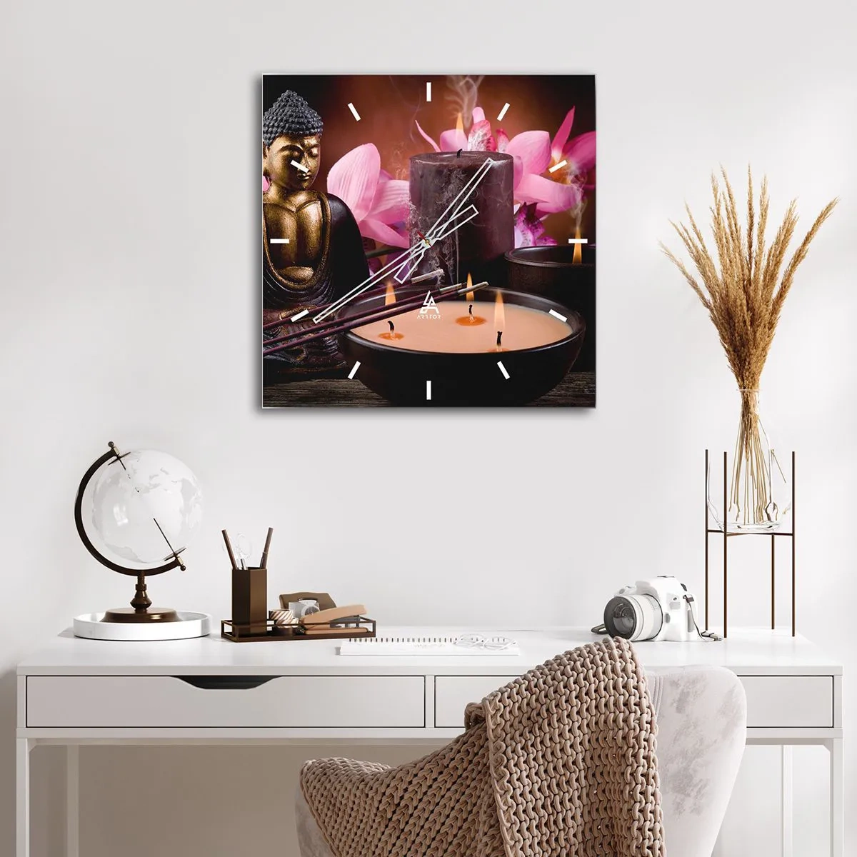 Nástenné hodiny - Očistiť myseľ, upokojiť telo - 30x30 cm