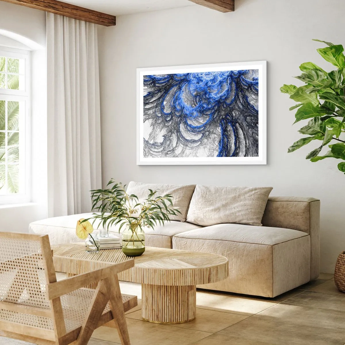 Plagát v bielom ráme - Zrod vlny - 100x70 cm