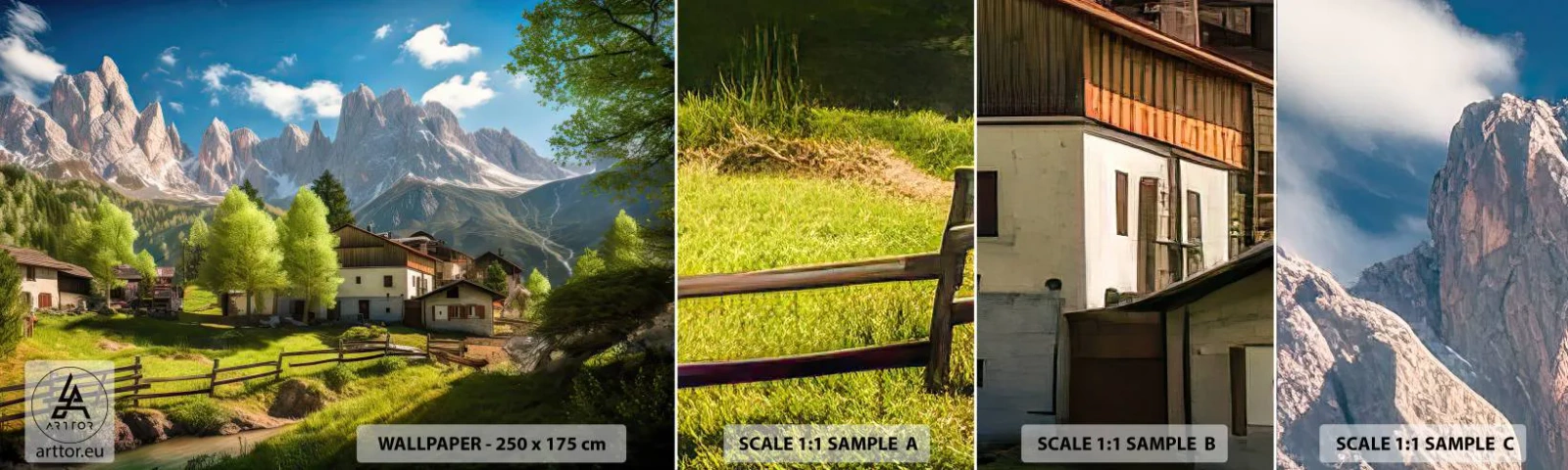 Vzorka Fototapeta Standard Eco - Alpská idyla - hory, Krajina, Alpy - 100x30 cm