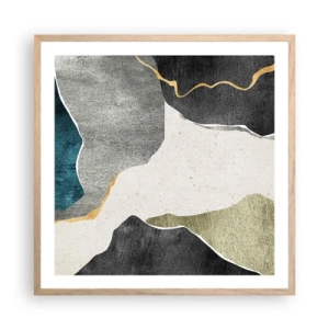 Plagát v ráme zo svetlého duba - Mozaiková kompozícia so zlatou niťou - 60x60 cm