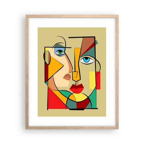 Plagát v ráme zo svetlého duba - Zhodný pár - 40x50 cm