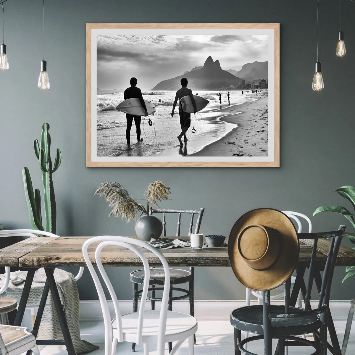 Plagát v ráme zo svetlého duba - Samba na jednu vlnu - 50x40 cm