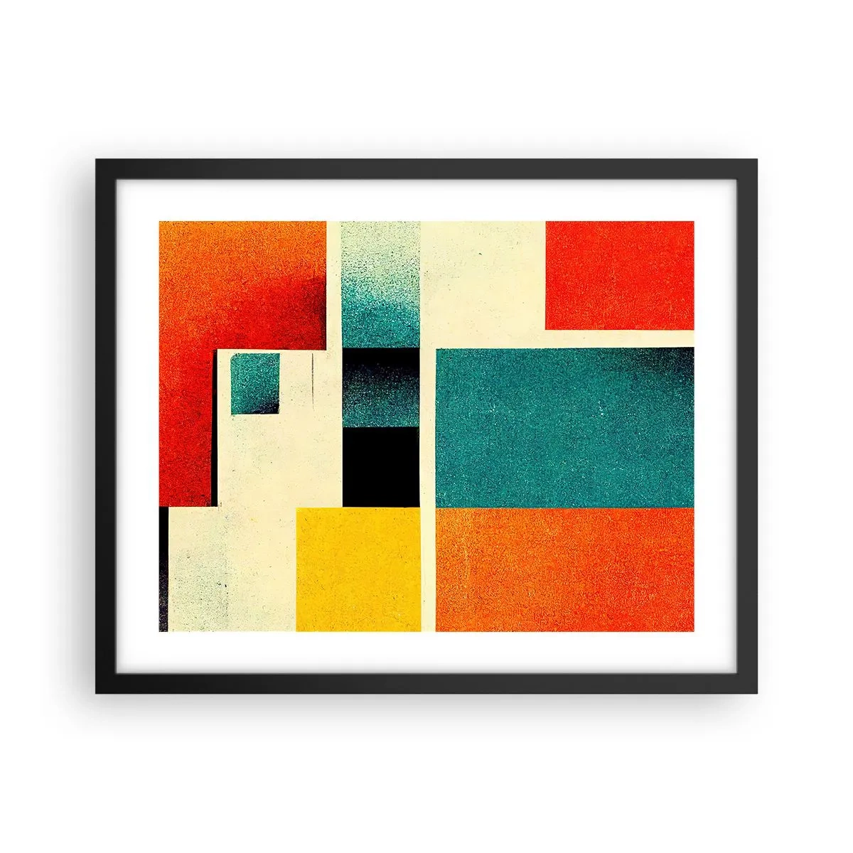 Plagát v čiernom ráme - Geometrická abstrakcia – dobrá energia - 50x40 cm
