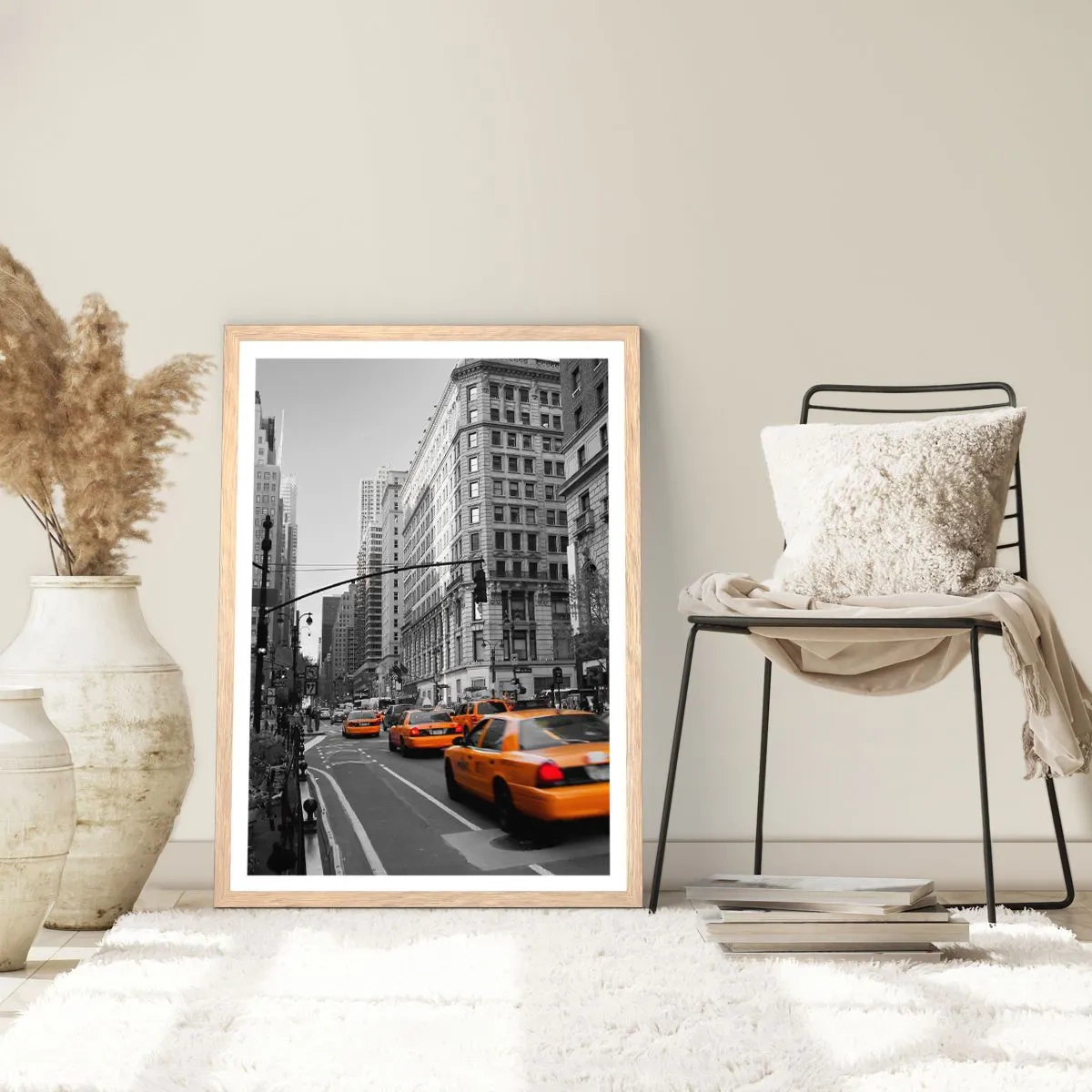 Plagát v ráme zo svetlého duba - Slnko veľkomesta - 50x70 cm