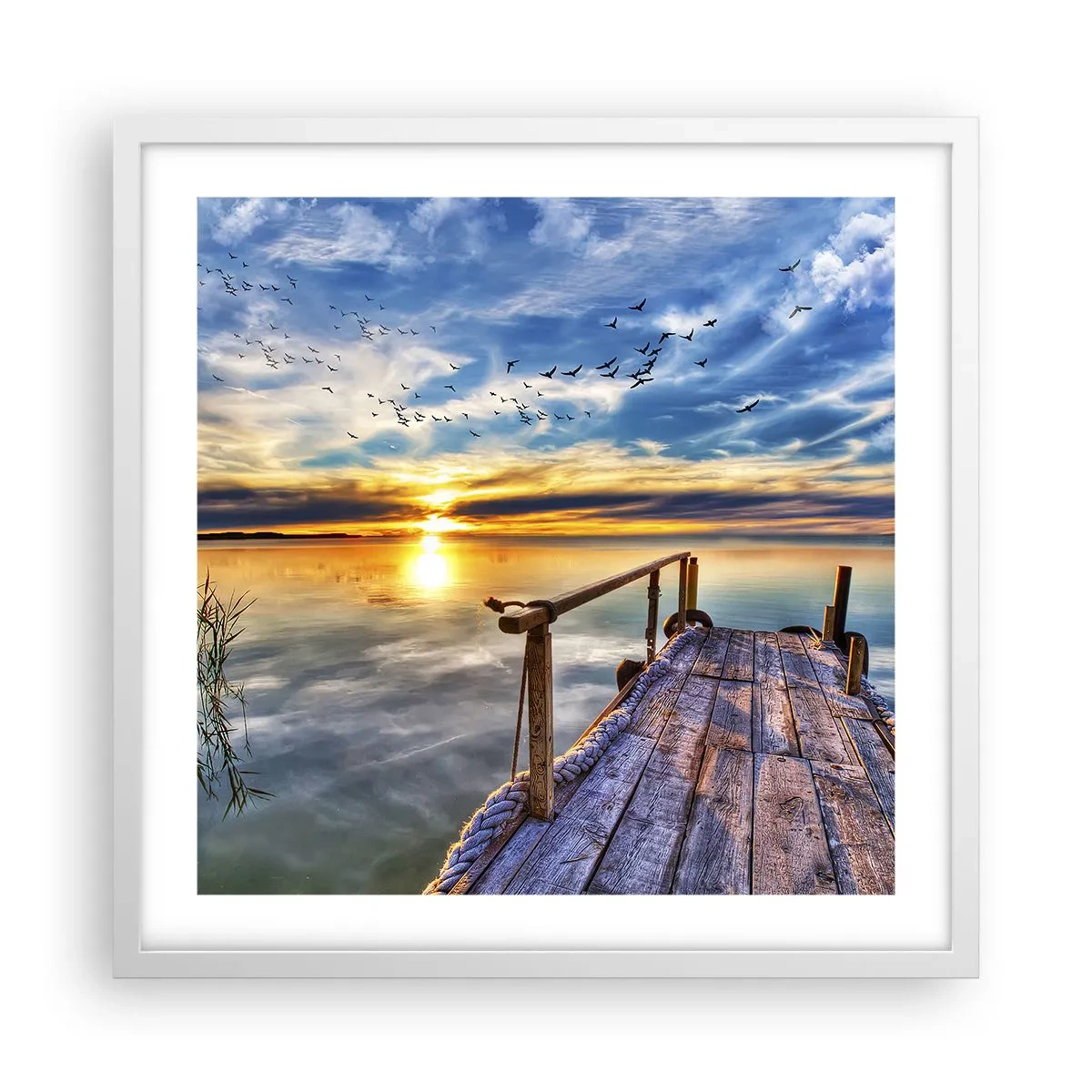 Plagát v bielom ráme - Vietor ide odpočívať - 50x50 cm