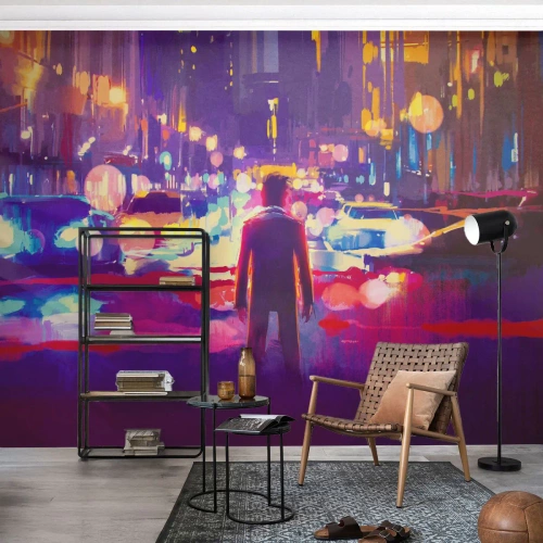 Fototapeta Premium Canvas - Ponorený do svetla - Mesto, Muž, New York - 400x280 cm