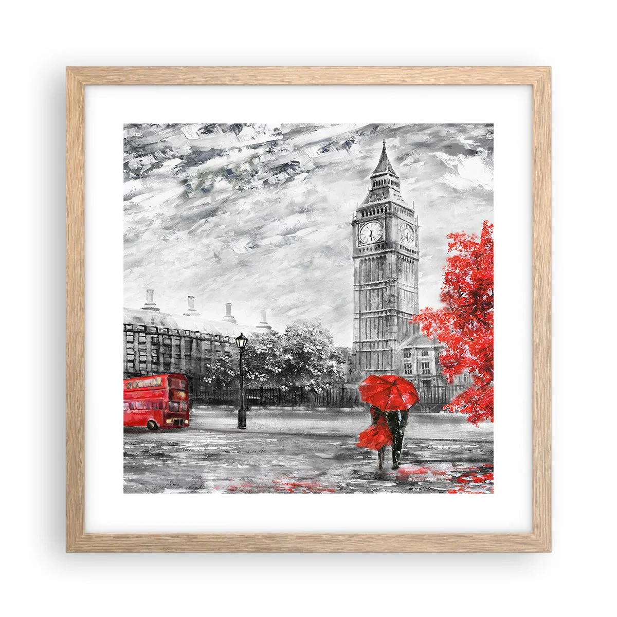 Plagát v ráme zo svetlého duba - Vzrušujúci deň - 40x40 cm