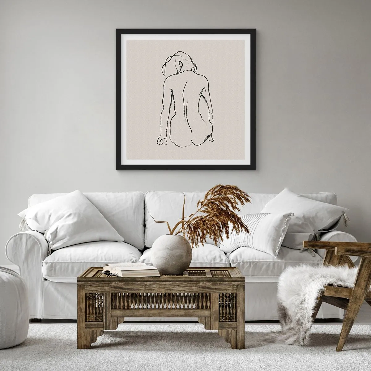 Plagát v čiernom ráme - Dievčenský akt - 40x40 cm