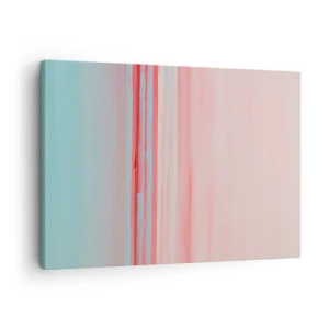 Obraz na plátne - Pastelové línie v odtieňoch ružovej a modrej v minimalistickej kompozícii - 70x50cm - Abstrakcia za úsvitu - Moderná nástenná dekorácia do obývacej izby a spálne ARTTOR