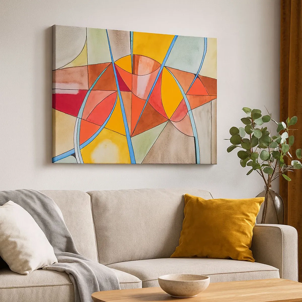 Obraz na plátne - Abstraktná kompozícia v živých geometrických farbách. - 70x50cm - Kolotoč, kolotoč snov - Moderná nástenná dekorácia do obývacej izby a spálne ARTTOR