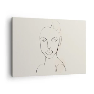 Obraz na plátne - Minimalistický náčrt ženskej tváre - 70x50cm - Obrys zmyselnosti - Moderná nástenná dekorácia do obývacej izby a spálne ARTTOR