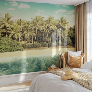 Fototapeta Premium Sand - Čo napríklad tu? - Krajina, Pláž, Kokosová palma - 100x70 cm