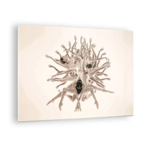 Obraz na skle - Kompozícia tanečníkov v umeleckom dynamickom aranžmáne - 70x50cm - Rozkvet v tanci - Moderná nástenná dekorácia do obývacej izby a spálne ARTTOR