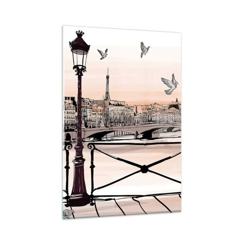 Obraz na skle - Nad strechami Paríža - 80x120 cm