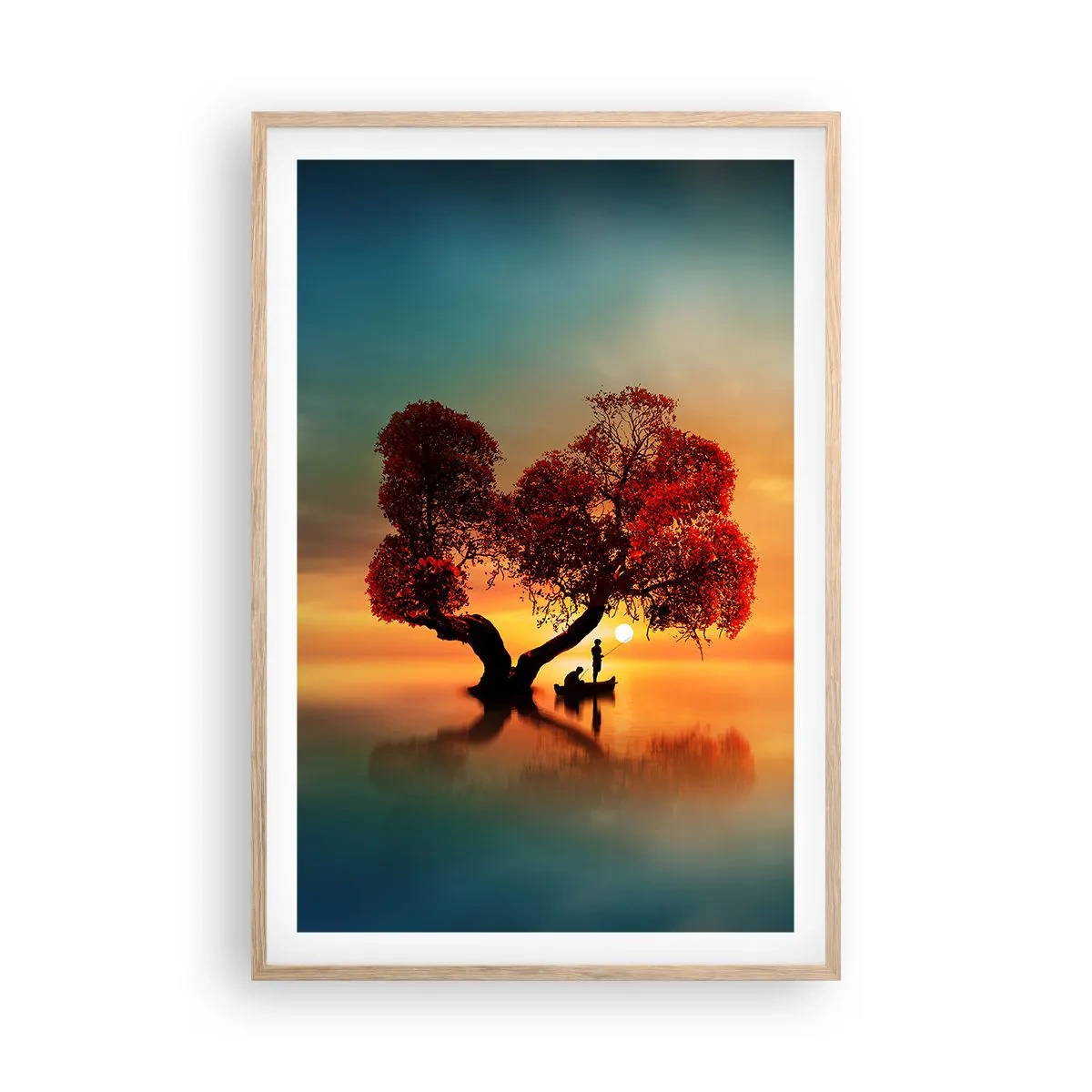 Plagát v ráme zo svetlého duba - Voda a ticho vesmíru - 61x91 cm