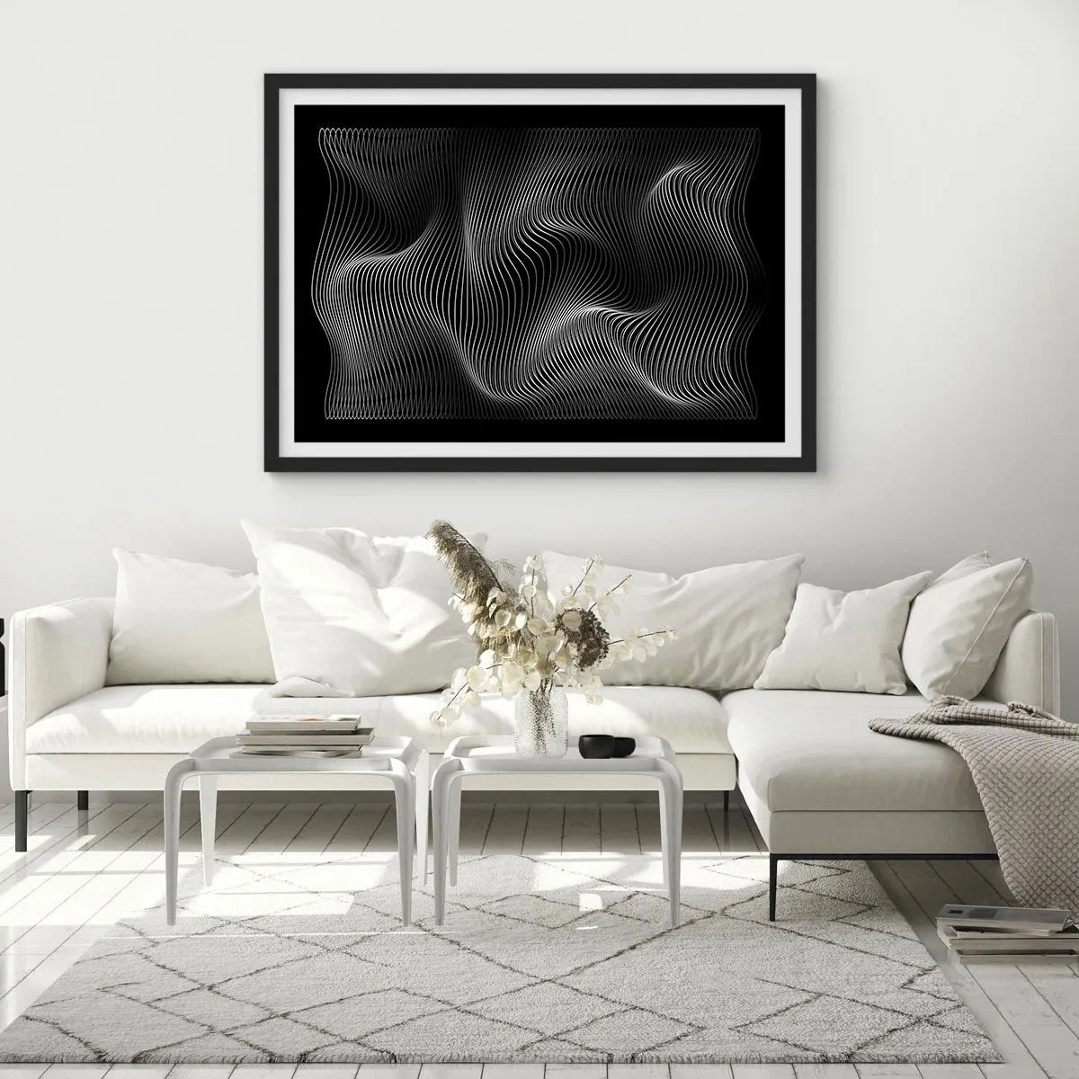 Plagát v čiernom ráme - Tanec svetla v priestore - 91x61 cm