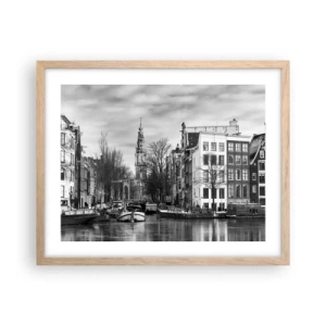 Plagát v ráme zo svetlého duba - Amsterdamské vibrácie - 50x40 cm