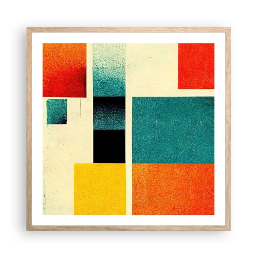 Plagát v ráme zo svetlého duba - Geometrická abstrakcia – dobrá energia - 60x60 cm