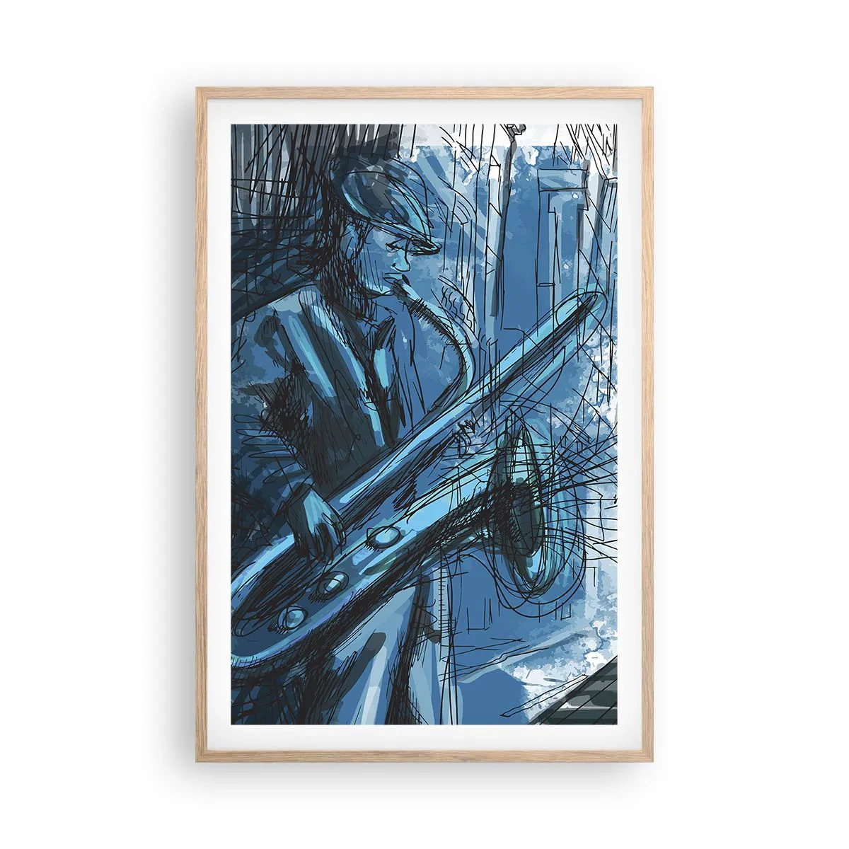 Plagát v ráme zo svetlého duba - Mestská rapsódia - 61x91 cm