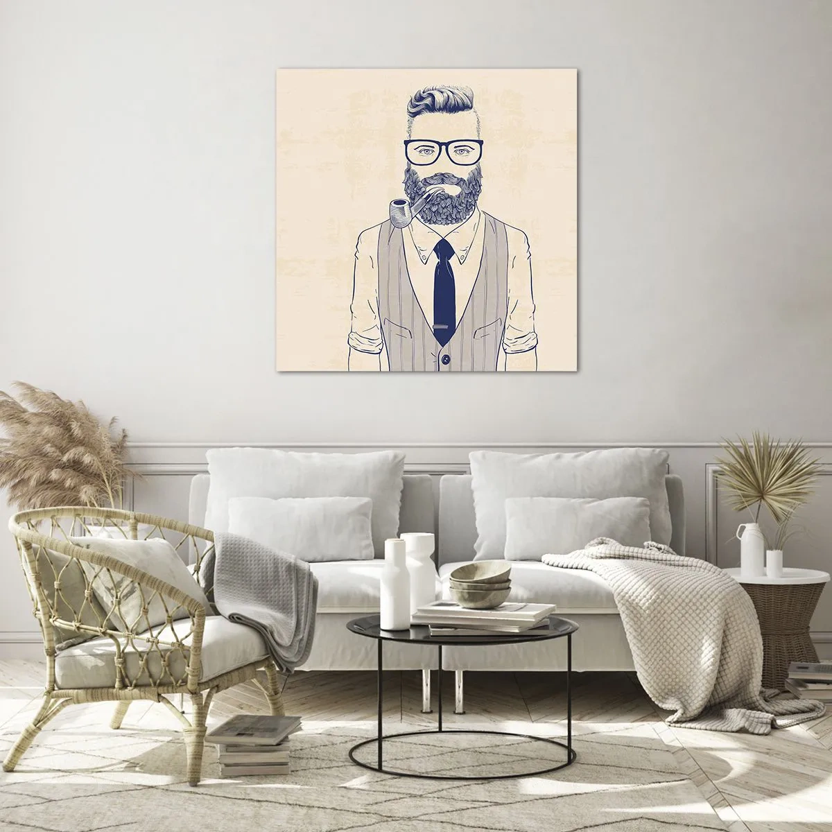 Obraz na skle - Veselý, mužský a módny - 60x60 cm