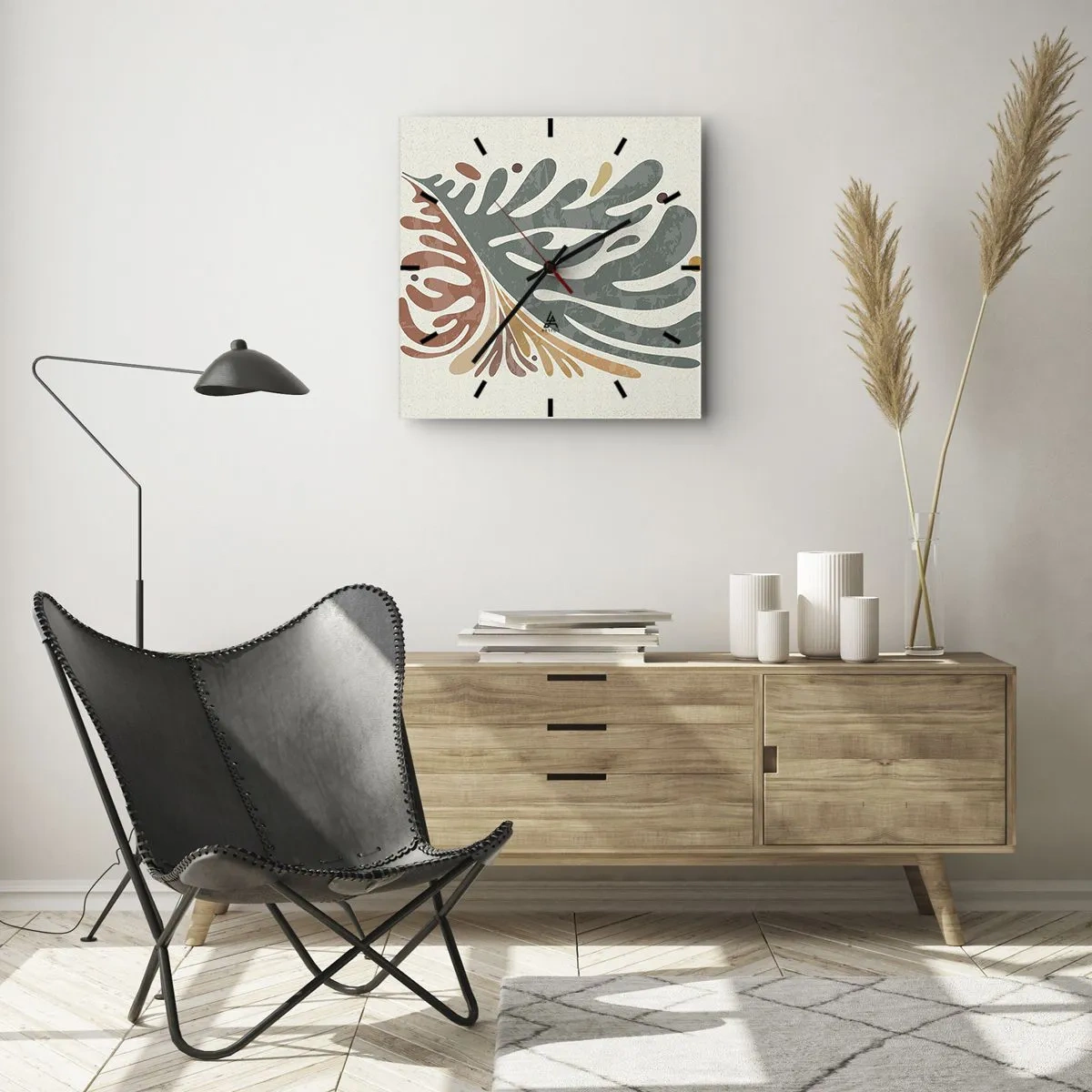 Nástenné hodiny - Viacfarebný list - 30x30 cm