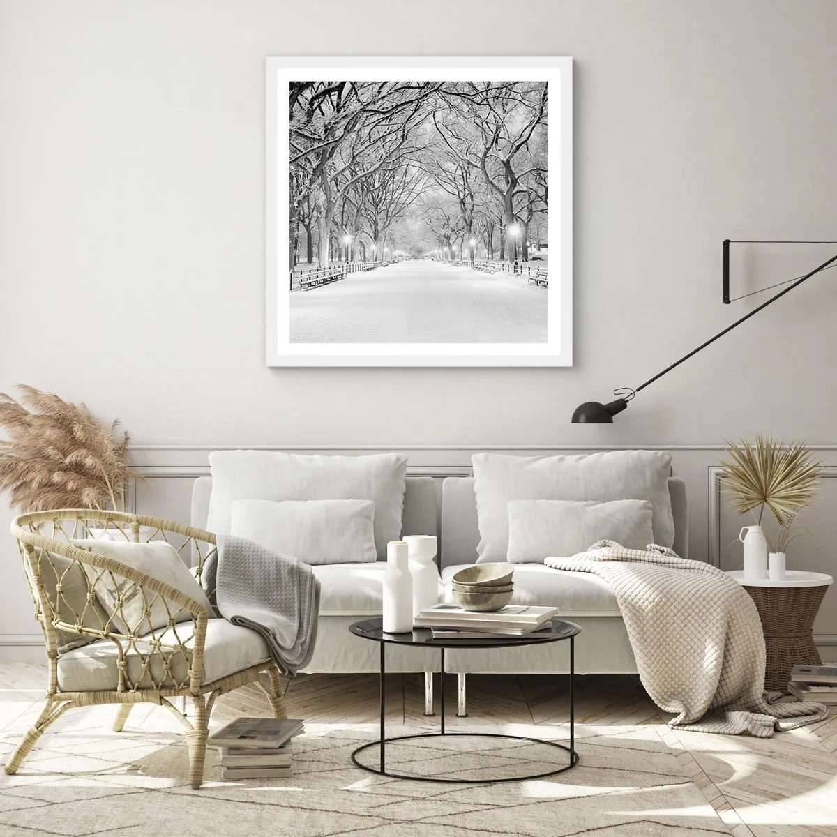 Plagát v bielom ráme - Štyri ročné obdobia – zima - 60x60 cm