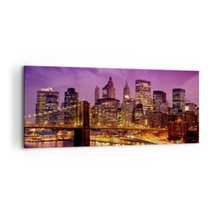 Obraz na plátne - Fialovo-zlatý Manhattan - 120x50 cm