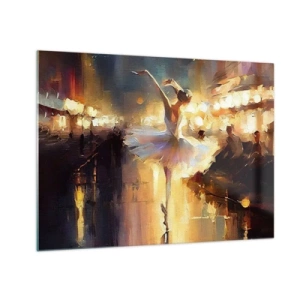Obraz na skle - Baletka vo svetle svetiel mesta - 70x50cm - Zázrak na ulici - Moderná nástenná dekorácia do obývacej izby a spálne ARTTOR