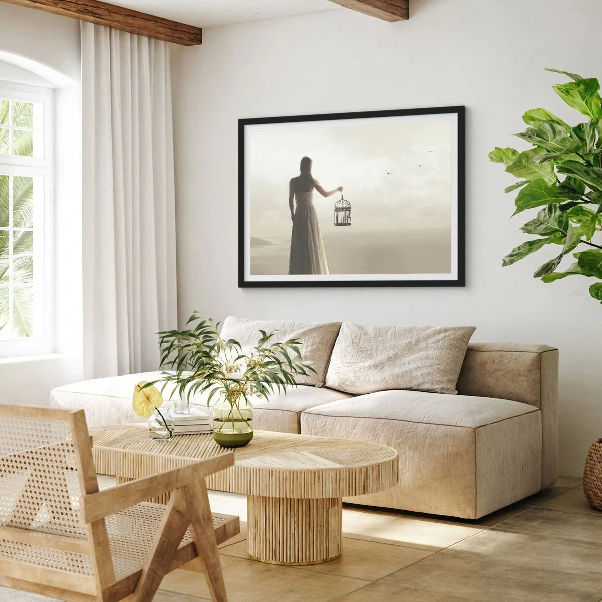 Plagát v čiernom ráme - Buď slobodná - 100x70 cm