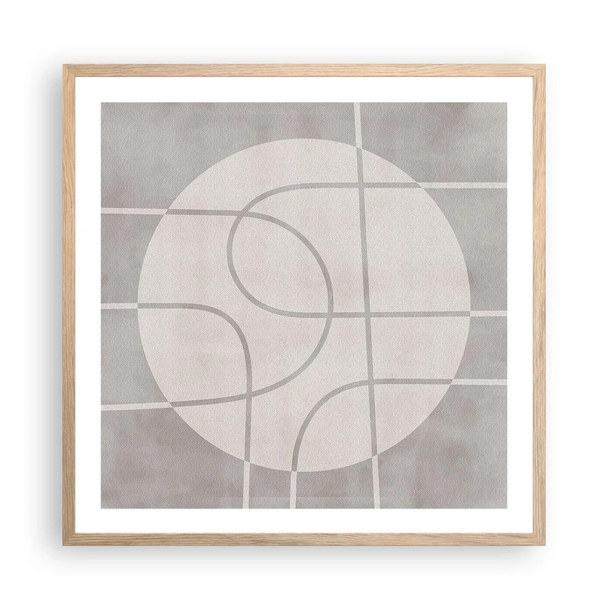 Plagát v ráme zo svetlého duba - Kruhovo a priamo - 60x60 cm
