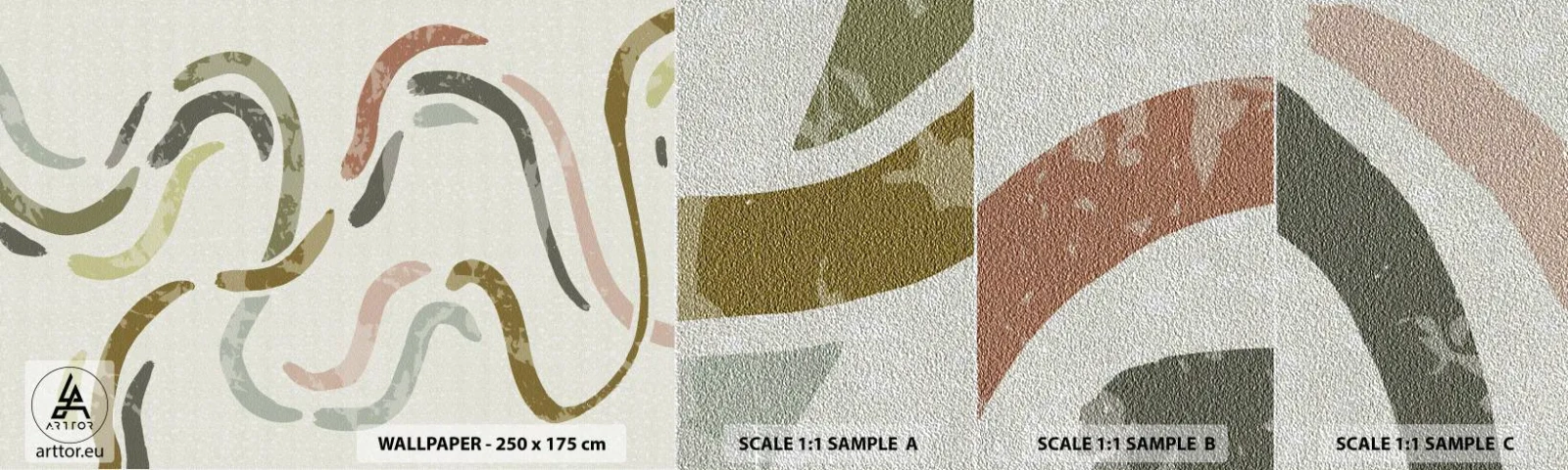 Vzorka fototapety Premium Sand - Radostný tanec abstrakcie - Pastel, Minimalistický, Svetlý - 100x30 cm