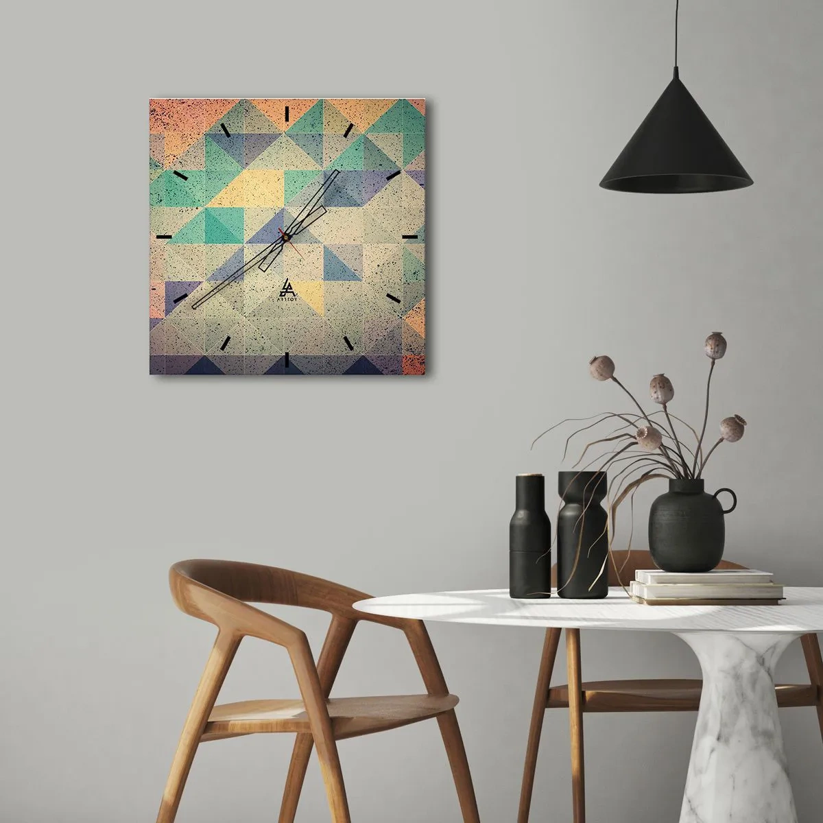 Nástenné hodiny - Republika trojuholníkov - 40x40 cm