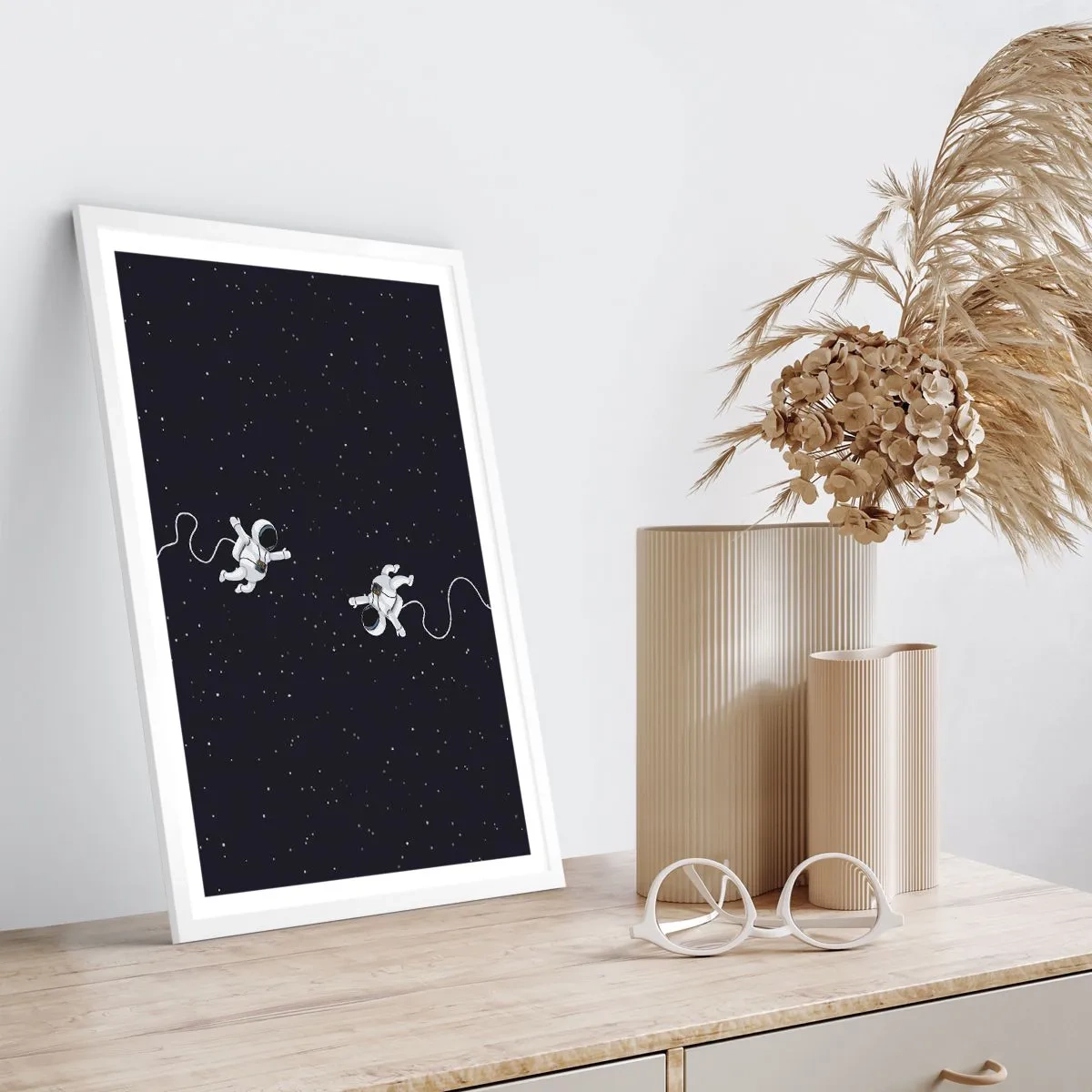 Plagát v bielom ráme - Kozmický tanec - 70x100 cm