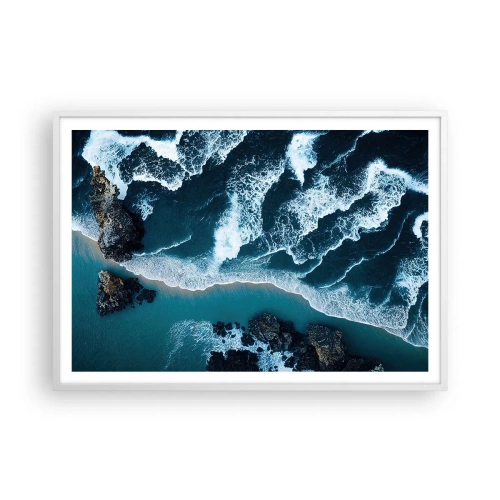 Plagát v bielom ráme - Zahalené do vĺn - 100x70 cm