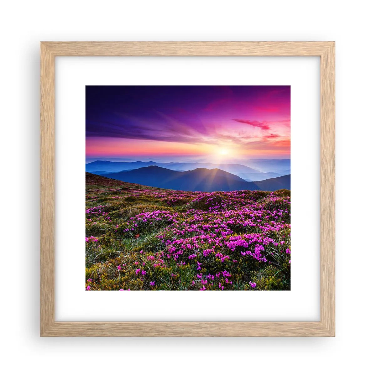 Plagát v ráme zo svetlého duba - Zavoňali svieže púčiky byliniek z obilných polí - 30x30 cm