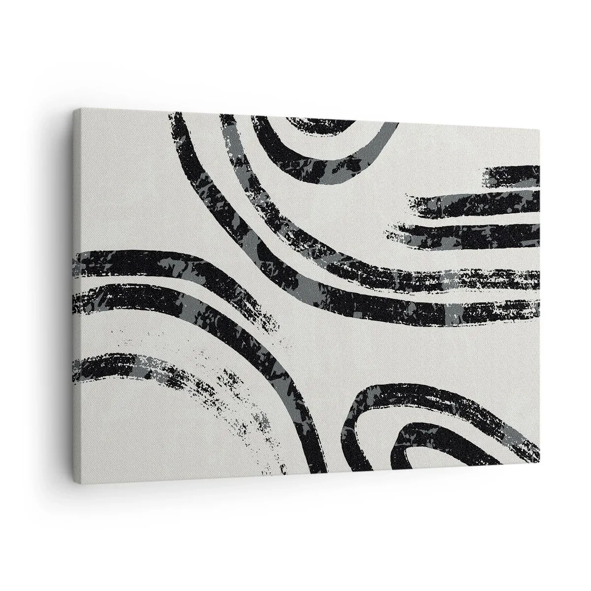 Obraz na plátne - Čiernobiele abstraktné čiary na svetlom pozadí - 70x50cm - Napoly zastavený - Moderná nástenná dekorácia do obývacej izby a spálne ARTTOR