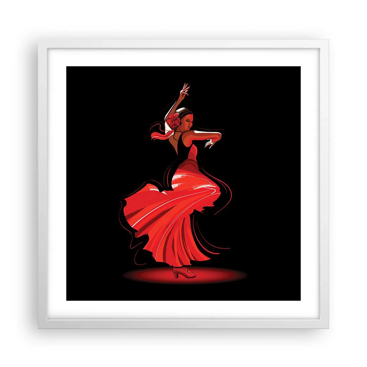 Plagát v bielom ráme - Horúca duša flamenco - 50x50 cm